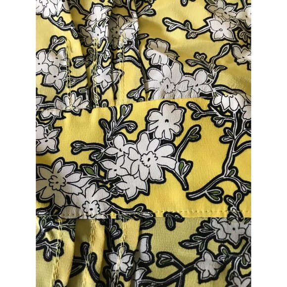 100% Silk Badgley Mischka Yellow Gray 729 Floral Women Blouse Size Petites 2 NWT - Picture 6 of 12
